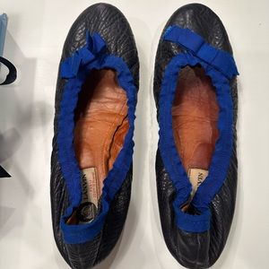 LANVIN ballet shoe in lamb skin in blue marine size 38.5